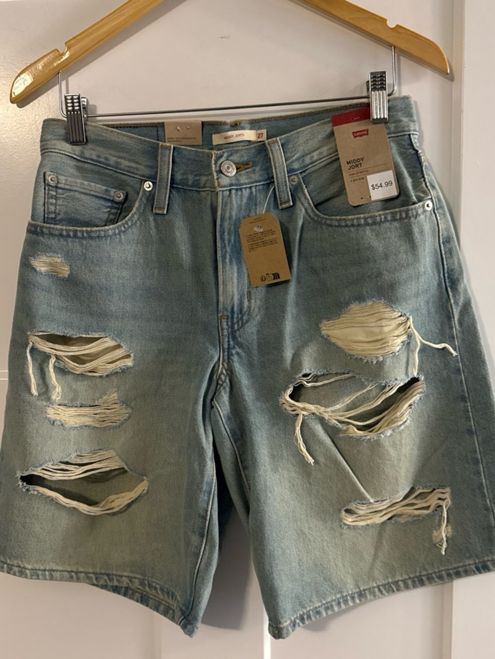 Levi's Women’s Distressed Light Blue Denim Shorts